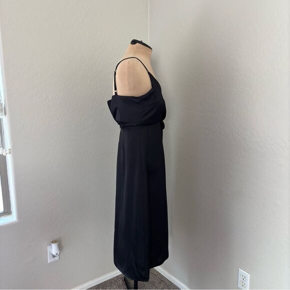 CHELSEA28 Side Tie Satin Dress in Black Size Small NEW - Picture 7 of 15